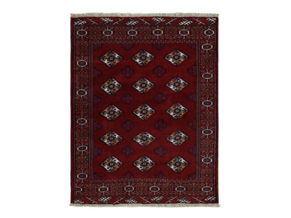 Turkoman Persian hand-knotted wool rug in Red, 3'3" x 4'2" — SKU O087684