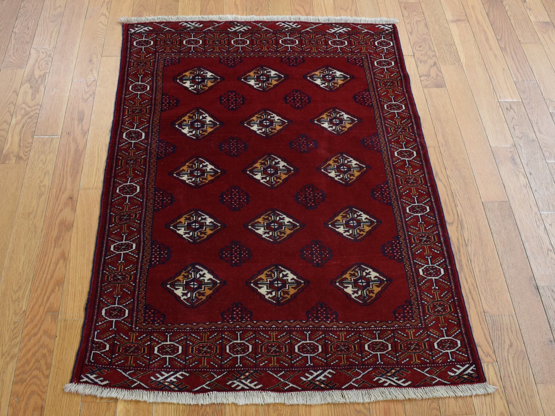 Turkoman Persian hand-knotted wool rug in Red, 3'3" x 4'2" — SKU O087684 (view 2)