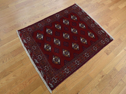 Turkoman Persian hand-knotted wool rug in Red, 3'3" x 4'2" — SKU O087684 (view 3)