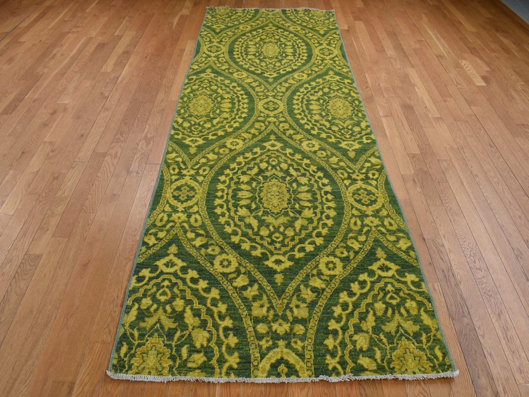 Peshawar Vintage hand-knotted wool runner in Overdyed, 4'1" x 11'8" — SKU O087693 (view 2)