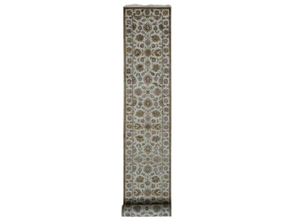 Rajasthan Rajasthan hand-knotted wool/silk runner in Ivory, 2'7" x 16' — SKU O087694