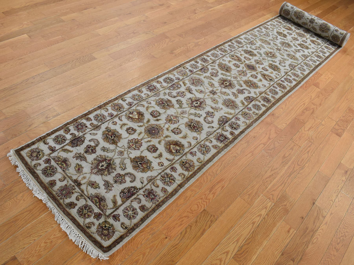 Rajasthan Rajasthan hand-knotted wool/silk runner in Ivory, 2'7" x 16' — SKU O087694 (view 3)