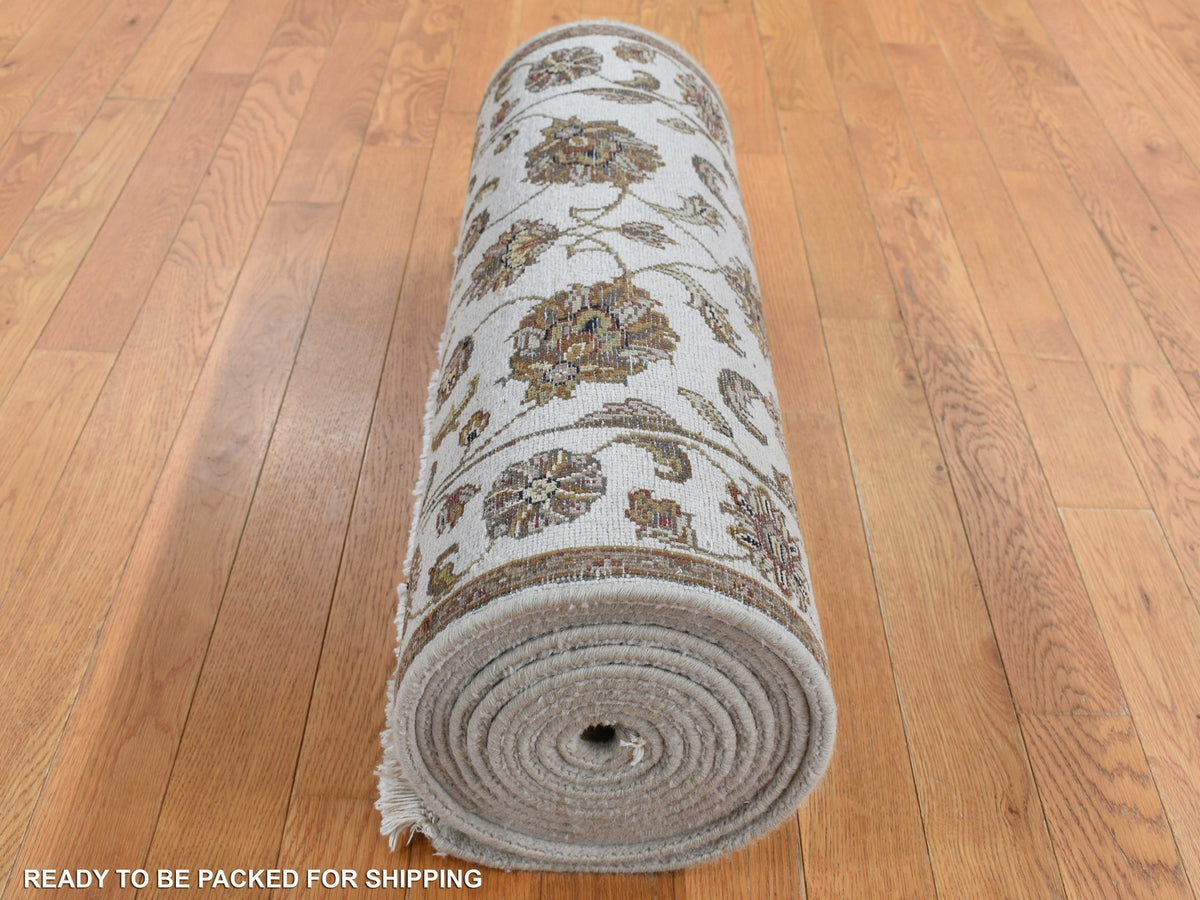 Rajasthan Rajasthan hand-knotted wool/silk runner in Ivory, 2'7" x 16' — SKU O087694 (view 8)