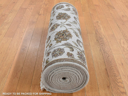 Rajasthan Rajasthan hand-knotted wool/silk runner in Ivory, 2'7" x 16' — SKU O087694 (view 8)