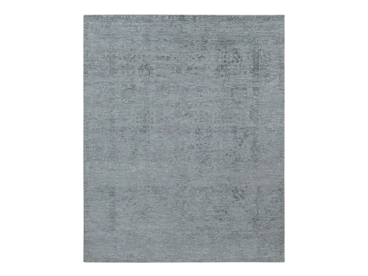 Tabriz Transitional hand-knotted wool/silk rug in Gray, 8' x 10' — SKU O087699