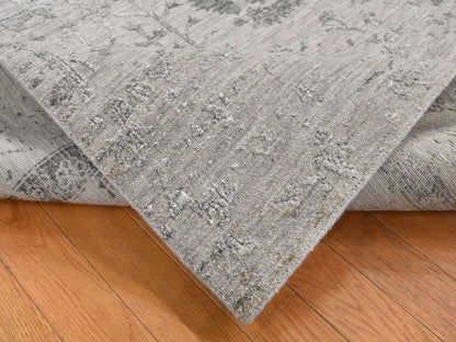 Tabriz Transitional hand-knotted wool/silk rug in Gray, 8' x 10' — SKU O087699 (view 5)