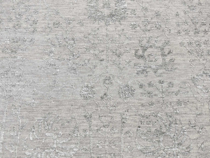 Tabriz Transitional hand-knotted wool/silk rug in Gray, 8' x 10' — SKU O087699 (view 8)