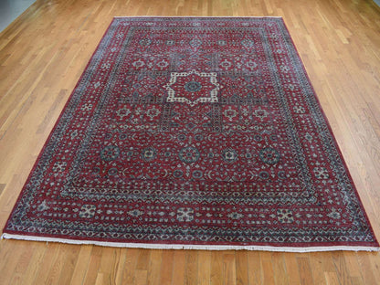 Mamluk Vintage hand-knotted worn wool rug in Red, 9' x 12' — SKU O087700 (view 2)