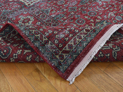 Mamluk Vintage hand-knotted worn wool rug in Red, 9' x 12' — SKU O087700 (view 5)