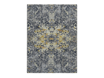 Blue 8'0" x 10'2" Modern and Contemporary Hand knotted Wool/Silk Rug - Sku: O087702