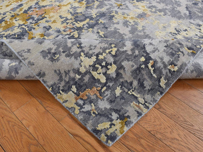 Blue 8'0" x 10'2" Modern and Contemporary Hand knotted Wool/Silk Rug - Sku: O087702