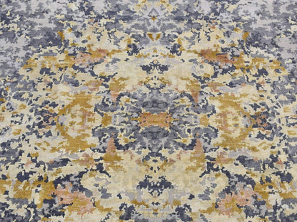 Blue 8'0" x 10'2" Modern and Contemporary Hand knotted Wool/Silk Rug - Sku: O087702