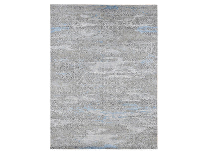 Modern / Contemporary hand-knotted wool/silk rug in Gray, 9' x 12'3" — SKU O087703