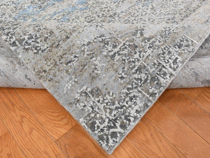 Grey 9'0" x 12'3" Modern / Contemporary Hand knotted Wool/Silk Rug - Sku: O087703