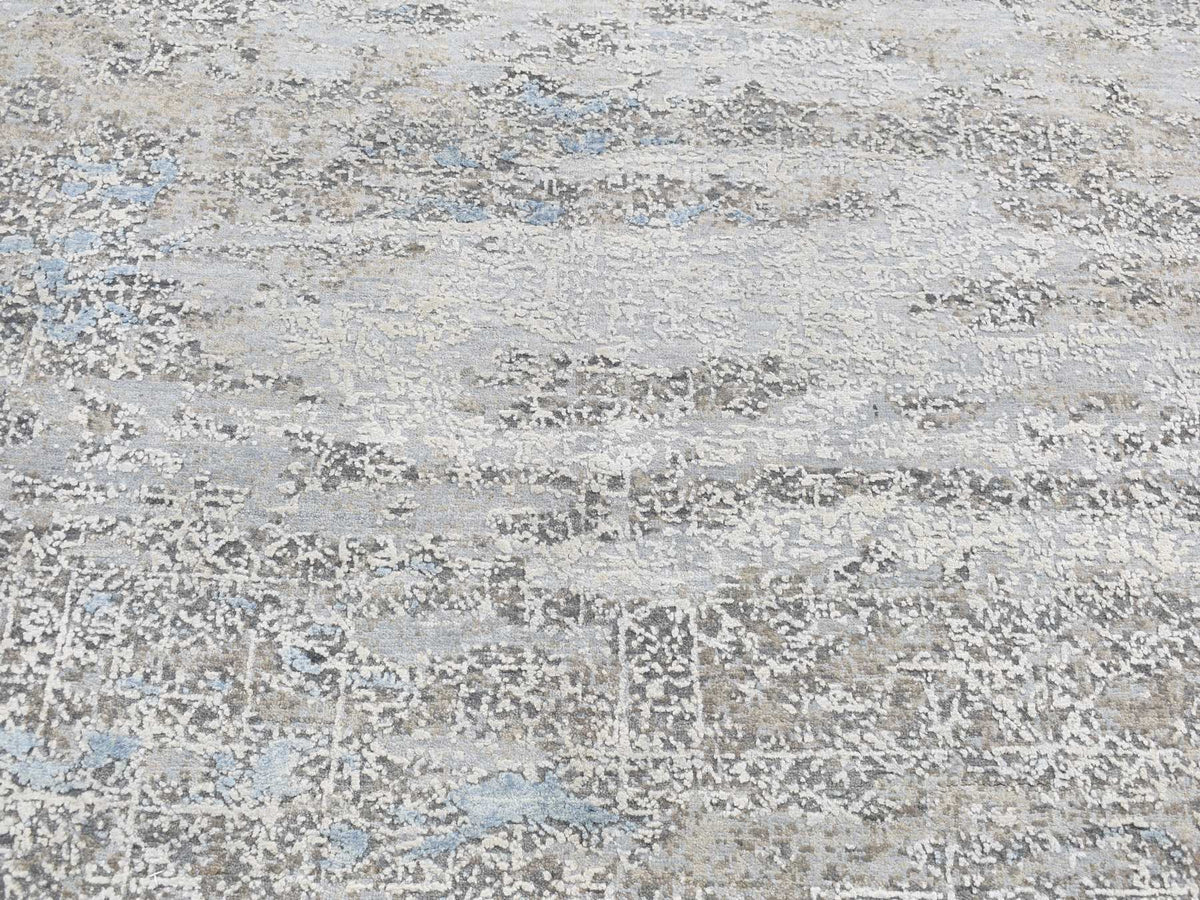 Modern / Contemporary hand-knotted wool/silk rug in Gray, 9' x 12'3" — SKU O087703 (view 8)