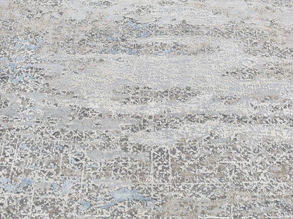Modern / Contemporary hand-knotted wool/silk rug in Gray, 9' x 12'3" — SKU O087703 (view 8)