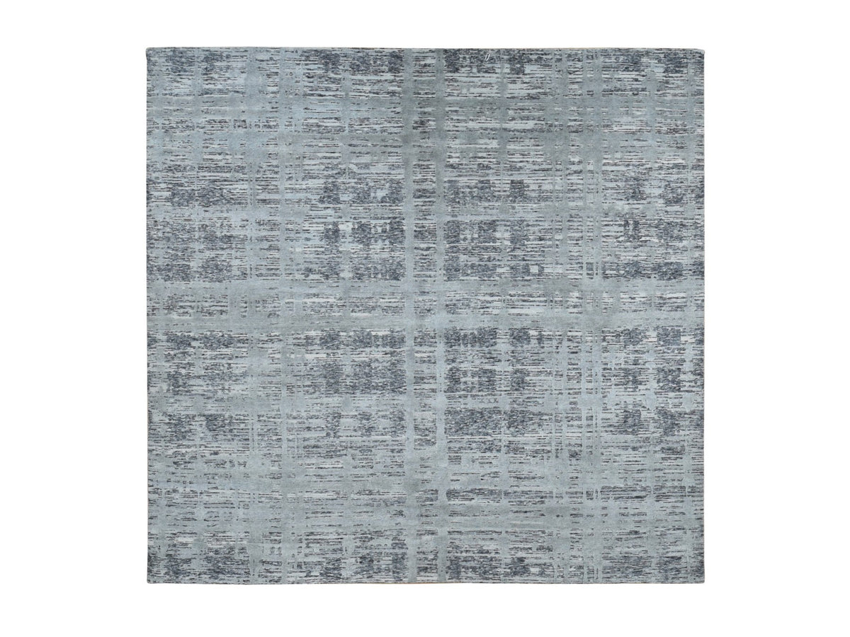 Modern / Contemporary hand-knotted wool rug in Gray, 10'1" x 10'1" — SKU O087705