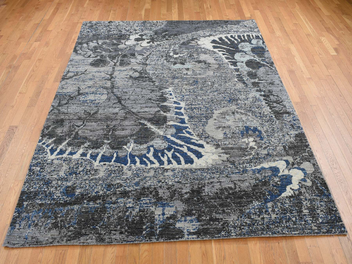 Modern / Contemporary hand-knotted wool rug in Gray, 8'1" x 10'1" — SKU O087706 (view 2)