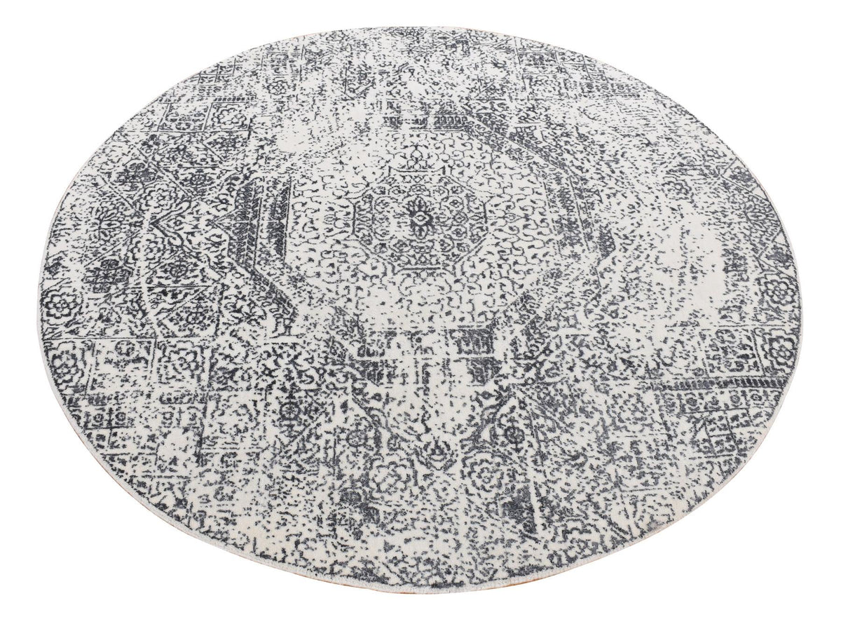 Mamluk Transitional hand-knotted wool rug in Ivory, 6' x 6' — SKU O087714