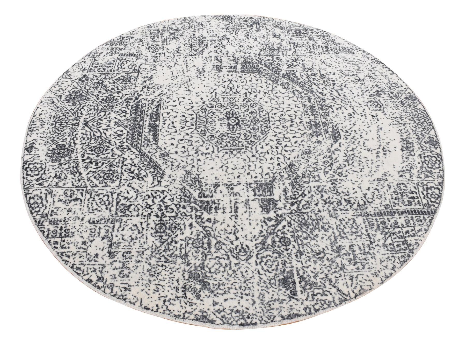 Mamluk Transitional hand-knotted wool rug in Ivory, 6' x 6' — SKU O087714
