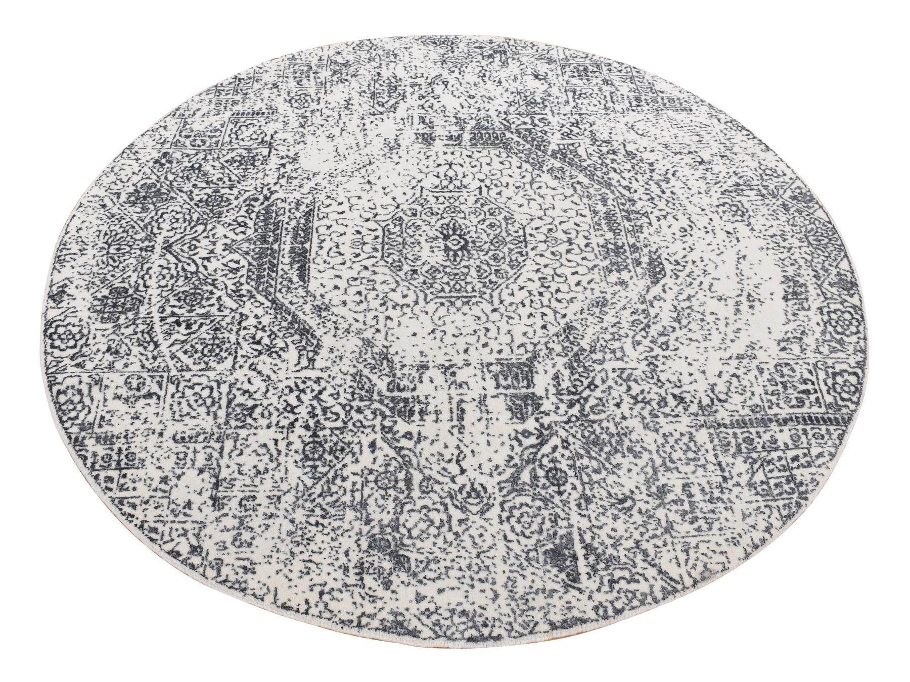 Mamluk Transitional hand-knotted wool rug in Ivory, 6' x 6' — SKU O087715