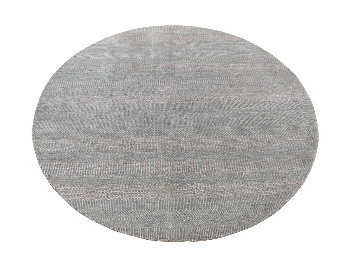 Modern / Contemporary hand-knotted wool/silk rug in Gray, 6' x 6' — SKU O087717