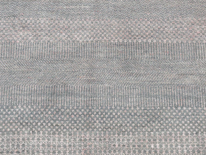 Modern / Contemporary hand-knotted wool/silk rug in Gray, 6' x 6' — SKU O087717 (view 4)