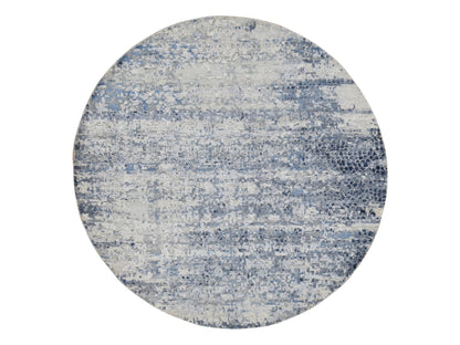 Blue 6'0" x 6'0" Modern and Contemporary Hand knotted Wool/Silk Rug - Sku: O087718
