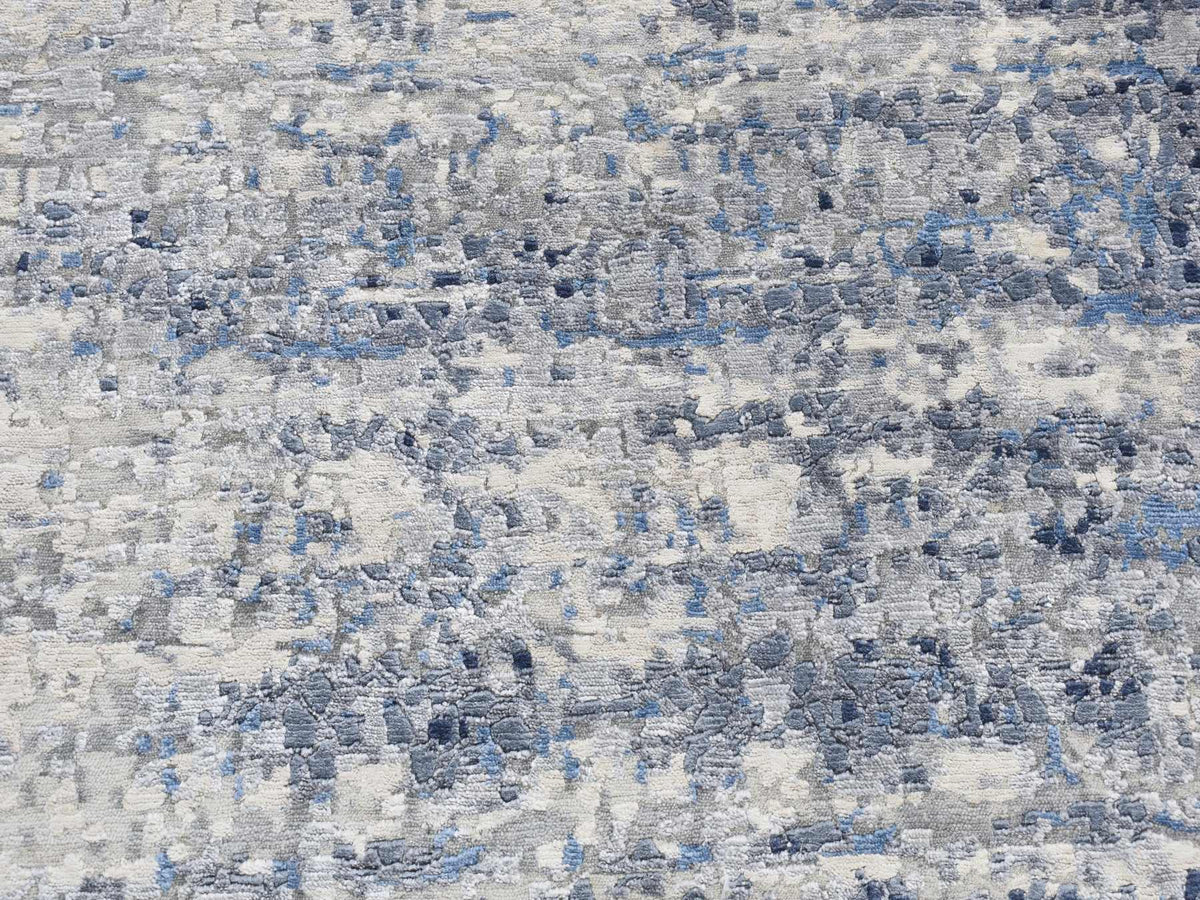 Modern / Contemporary hand-knotted wool/silk rug in Blue, 6' x 6' — SKU O087718 (view 5)