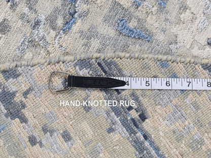 Blue 6'0" x 6'0" Modern and Contemporary Hand knotted Wool/Silk Rug - Sku: O087718
