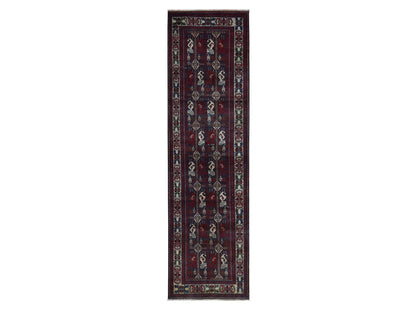 Tribal & Geometric hand-knotted wool runner in Red & Ivory, 2'6" x 9'3" — SKU O087726
