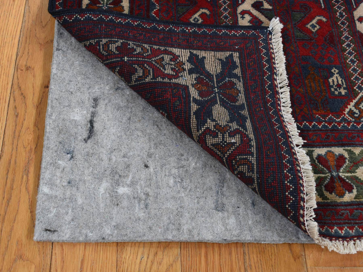 Tribal & Geometric hand-knotted wool runner in Red & Ivory, 2'6" x 9'3" — SKU O087726 (view 4)