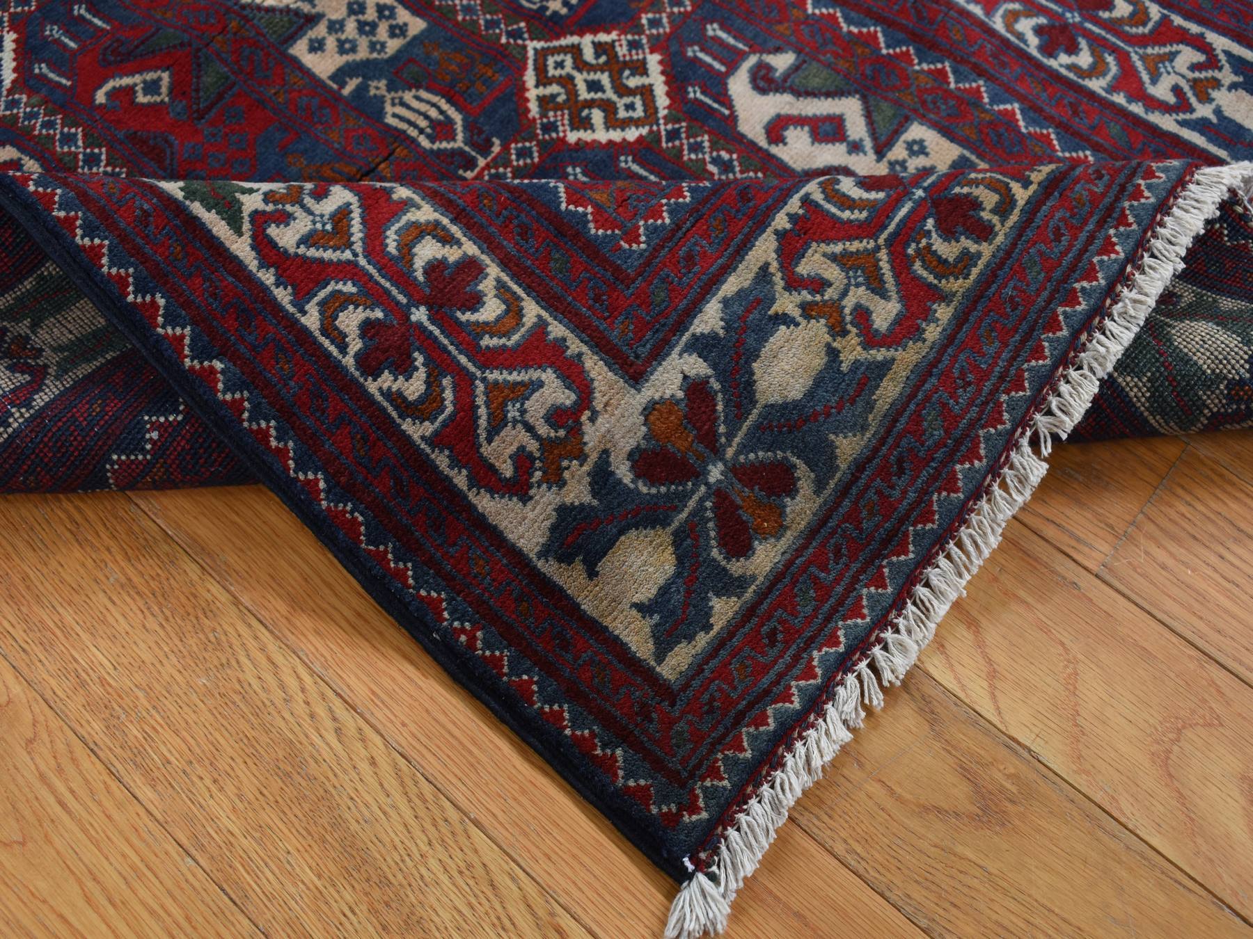 Tribal & Geometric hand-knotted wool runner in Red & Ivory, 2'6" x 9'3" — SKU O087726 (view 5)