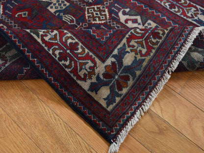Tribal & Geometric hand-knotted wool runner in Red & Ivory, 2'6" x 9'3" — SKU O087726 (view 5)
