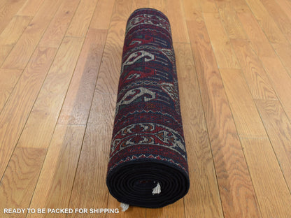 Red 2'6" x 9'3" Tribal Hand knotted Wool Rug - Sku: O087726
