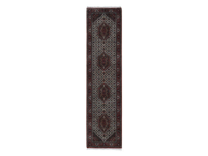 Fine Oriental hand-knotted wool runner in Ivory & Red, 2'9" x 11'4" — SKU O087728