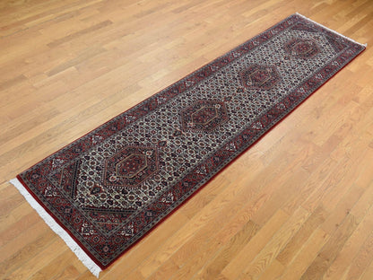 Fine Oriental hand-knotted wool runner in Ivory & Red, 2'9" x 11'4" — SKU O087728 (view 3)
