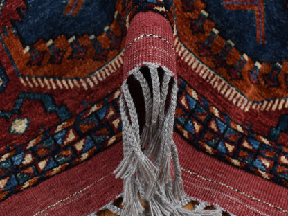 Ersari Tribal & Geometric hand-knotted wool rug in Red & Blue, 5'1" x 6'6" — SKU O087732 (view 5)