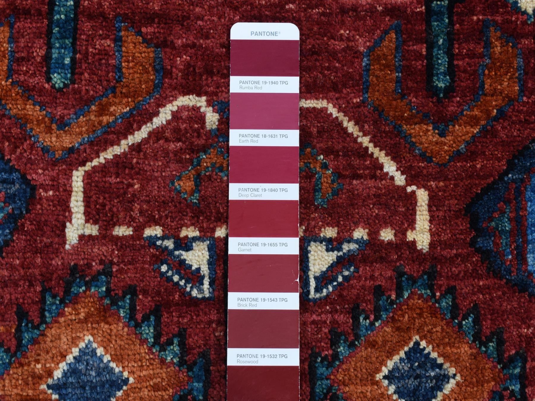 Ersari Tribal & Geometric hand-knotted wool rug in Red & Blue, 5'1" x 6'6" — SKU O087732 (view 6)