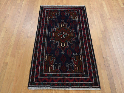 Blue 3'10" x 6'9" Tribal & Geometric Hand knotted Wool Rug - Sku: O087735