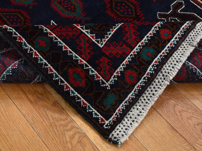 Blue 3'10" x 6'9" Tribal & Geometric Hand knotted Wool Rug - Sku: O087735