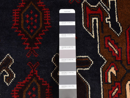 Blue 3'10" x 6'9" Tribal & Geometric Hand knotted Wool Rug - Sku: O087735