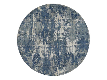 Blue 8'1" x 8'1" Modern and Contemporary Hand knotted Wool/Silk Rug - Sku: O087736
