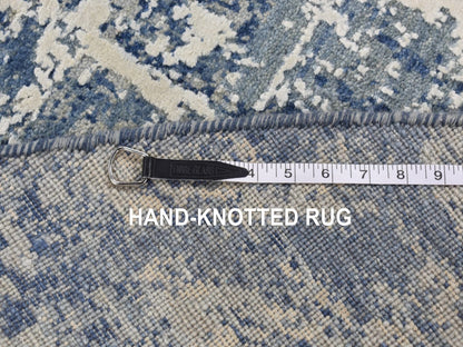 Blue 8'1" x 8'1" Modern and Contemporary Hand knotted Wool/Silk Rug - Sku: O087736