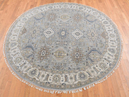 Heriz hand-knotted wool rug in Gray & Ivory, 8'1" x 8'1" — SKU O087737 (view 2)