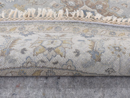 Heriz hand-knotted wool rug in Gray & Ivory, 8'1" x 8'1" — SKU O087737 (view 4)