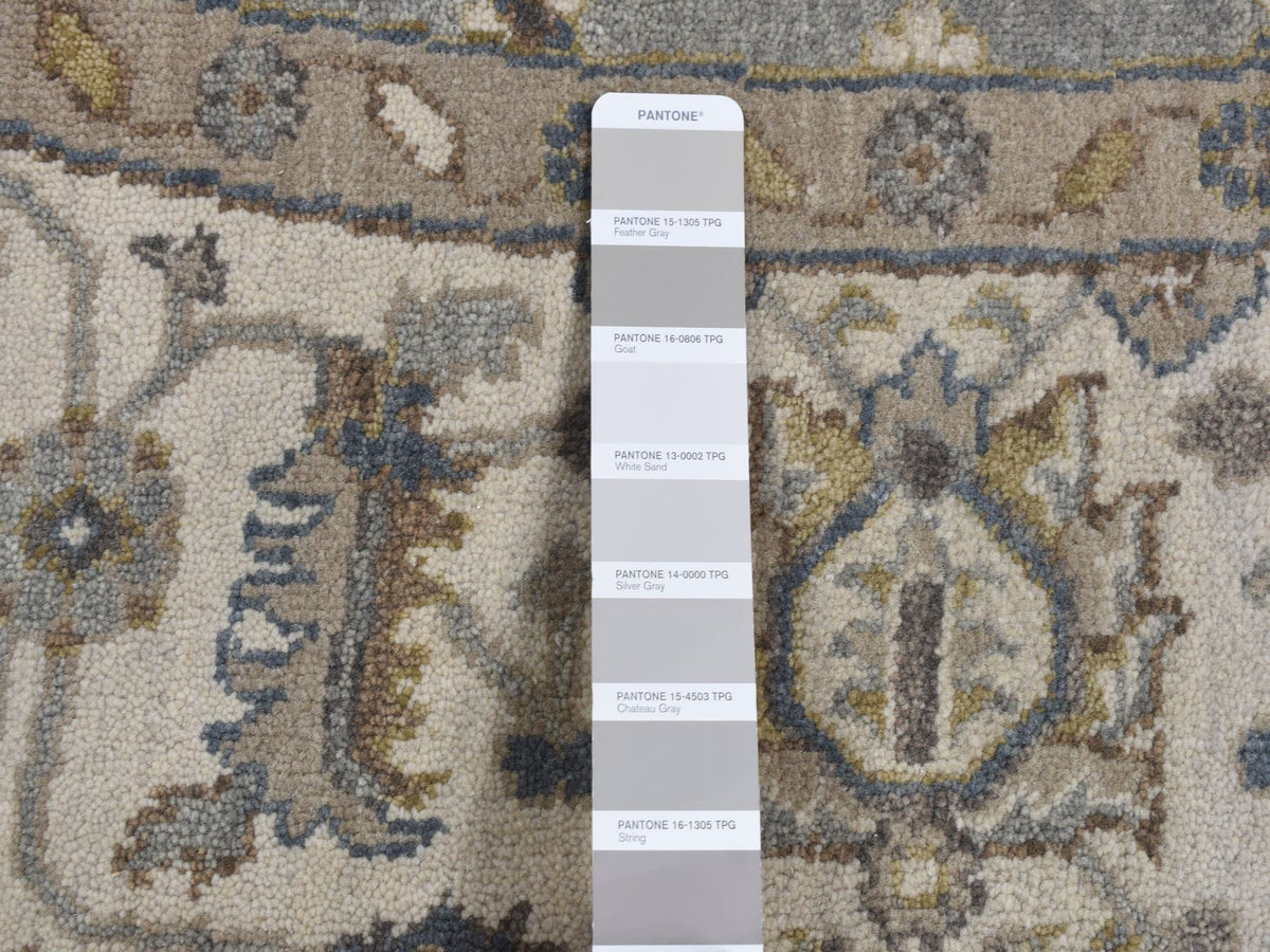 Heriz hand-knotted wool rug in Gray & Ivory, 8'1" x 8'1" — SKU O087737 (view 5)