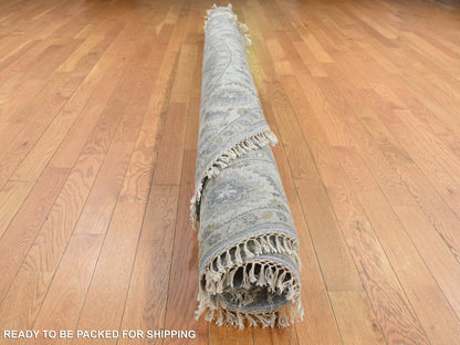 Heriz hand-knotted wool rug in Gray & Ivory, 8'1" x 8'1" — SKU O087737 (view 7)