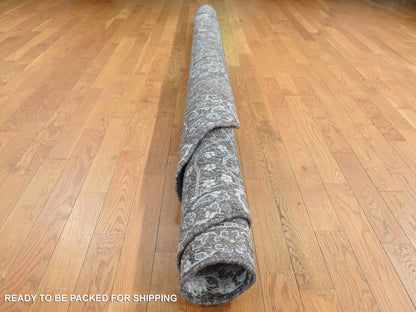 Brown 9'1" x 9'1" Transitional Hand knotted Wool/Silk Rug - Sku: O087738