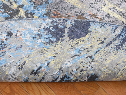 Modern / Contemporary hand-knotted wool/silk rug in Gray, 10'1" x 10'1" — SKU O087739 (view 2)